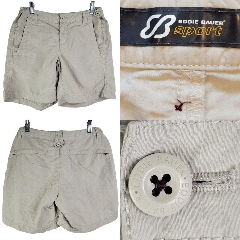 Eddie Bauer Sport Womens Cargo 7" Shorts Nylon Hiking Pockets Khaki Size 2